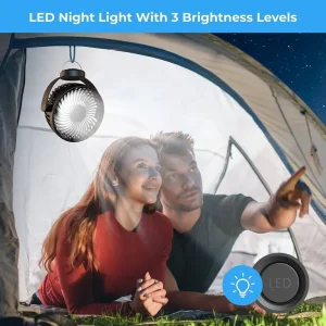 Battery Operated Portable Fan with 3 Speeds and LED Light - Image 5
