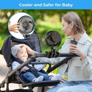 Battery Operated Portable Fan with 3 Speeds and LED Light - Image 7