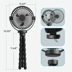 Battery Operated Portable Fan with 3 Speeds and LED Light - Image 8