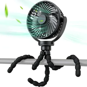 Battery Operated Portable Fan with 3 Speeds and LED Light