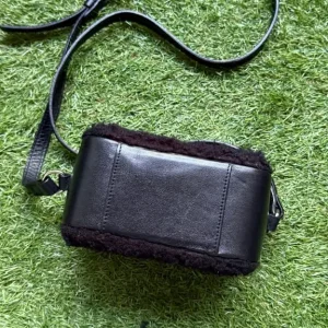 Sandro Black Shearling & Leather Mini Crossbody Bag - Image 7