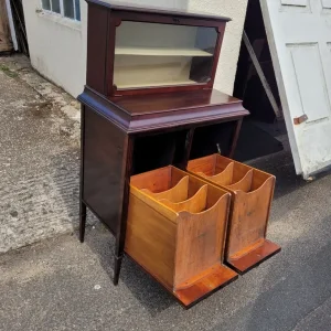 Antique mahogany filing cabinet with display section - Image 2