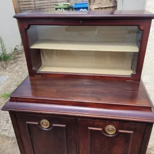 Antique mahogany filing cabinet with display section - Image 3