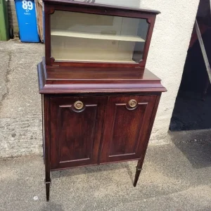 Antique mahogany filing cabinet with display section