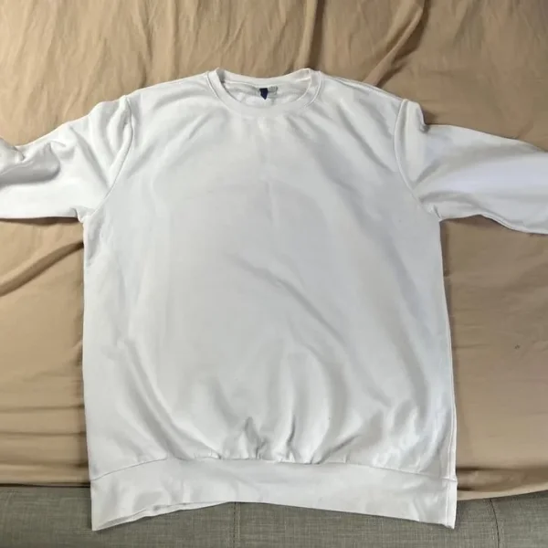 H&M White Crew Neck Sweatshirt (Large)