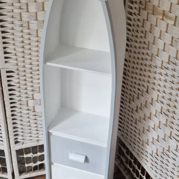 UPCYCLED BOAT SHAPED STORAGE UNIT