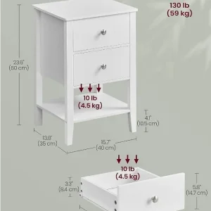 Set of 2 VASAGLE Bamboo Bedside Tables with Storage Drawers - Image 3
