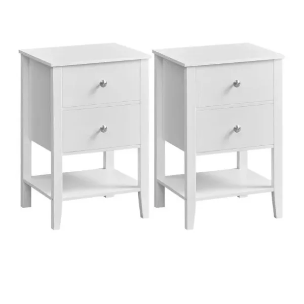 Set of 2 VASAGLE Bamboo Bedside Tables with Storage Drawers