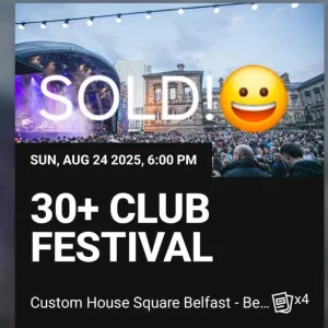 4 Tickets for the 30+ Club Belfast