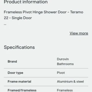Frameless chrome 800mm shower door - Image 4