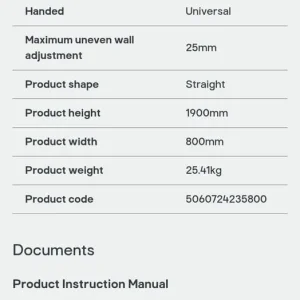 Frameless chrome 800mm shower door - Image 5
