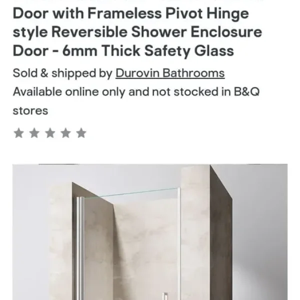 Frameless chrome 800mm shower door
