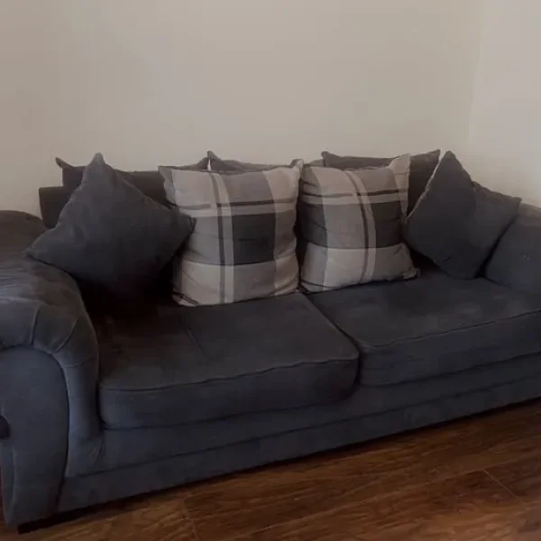 Plush Charcoal Grey 3-Seater Sofa with Scatter Cushions