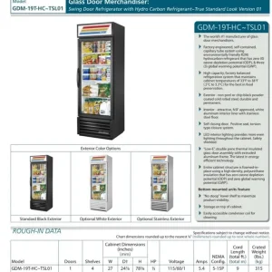 True 1 Glass Door 538L Upright Display Fridge Aluminium GDM-19T-HC-TSL01 - Image 5