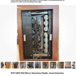 Vintage 1936 HMV mirror top radio and television - Image 4