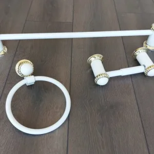 Bathroom towel ring, towel holder rail and toilet roll holder