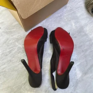 Vintage Christian Louboutin satin black sling back sandals UK 8 - Image 5