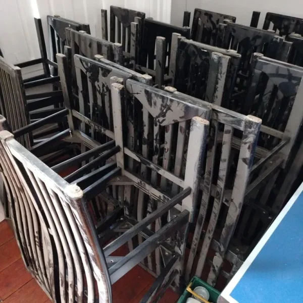 Solid black chairs