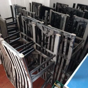Solid black chairs