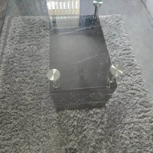 beautiful Spanish glass coffee table with marble base - Image 6