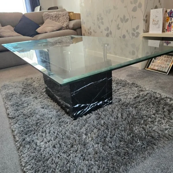 beautiful Spanish glass coffee table with marble base