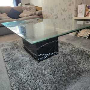 beautiful Spanish glass coffee table with marble base