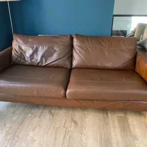 Brown Leather Sofa - Image 3
