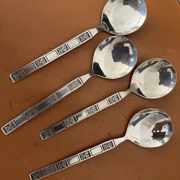 Vintage 4-piece dessert spoon set stainless steel Korea made