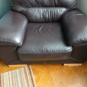 Leather Settee and Chair - Image 2