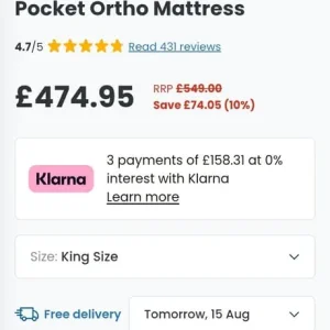 NEW 5ft Kingsize Novaro 1000 Pocket Ortho Mattress - Image 7