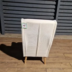 Unused Cord Fabric Wing-back Chair - Natural - Image 4