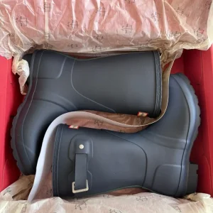 Hunter Wellies Women's Navy Blue Original Short Panelled Rubber Wellington Boots