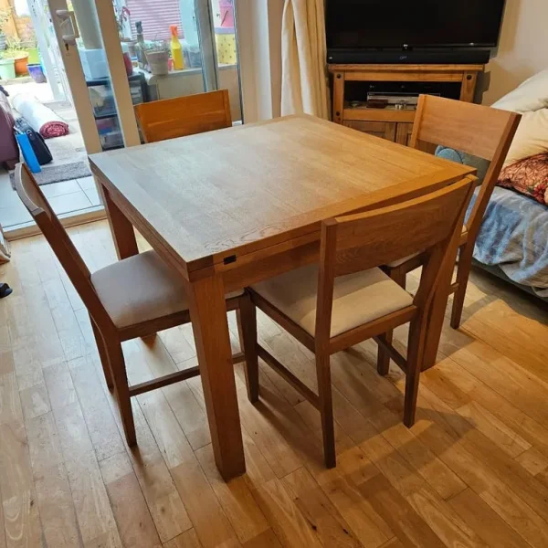 Laura Ashley Solid Wood Extendable Dining Table & 4 Chairs