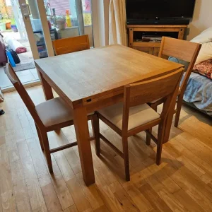 Laura Ashley Solid Wood Extendable Dining Table & 4 Chairs