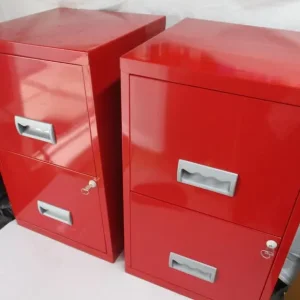 PAIR OF BRIGHT RED 2 DRAWER FILING CABINETS WITH KEYS - Image 8