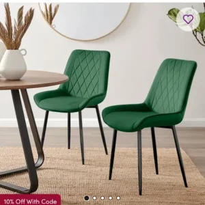 Glass Dining Table with 2 Velvet Chairs - Image 2
