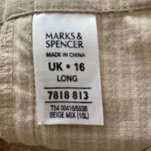 Ladies Beige Marks & Spencer Cotton Trousers - Size 16 - Image 5