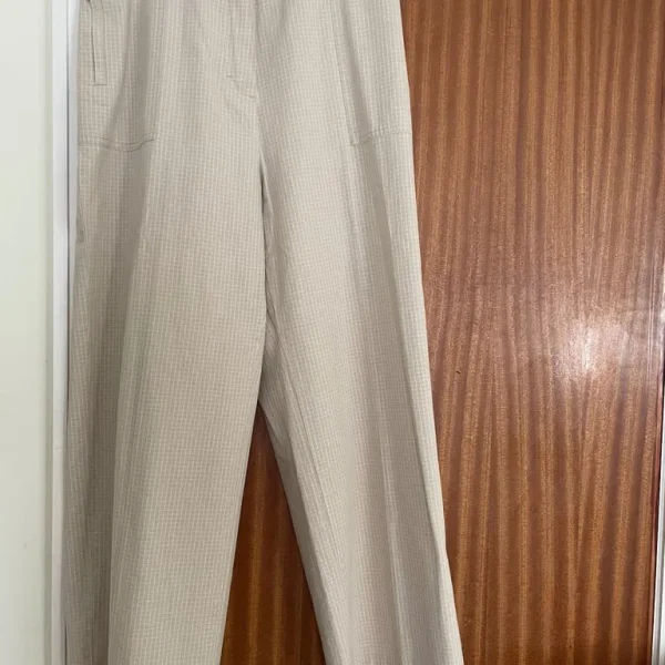 Ladies Beige Marks & Spencer Cotton Trousers - Size 16