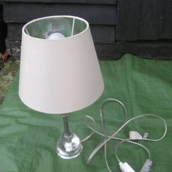 Perspex and Chrome Table Lamp with Shade and Light Bulb