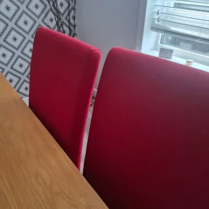4 red dining room chairs