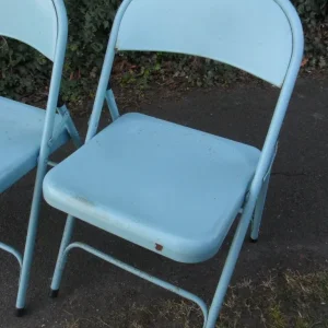 PAIR OF HABITAT MACADAM 150920 FOLDING LT BLUE METAL CHAIRS - Image 2