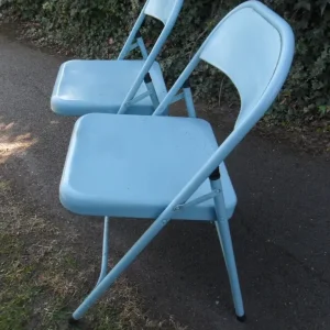 PAIR OF HABITAT MACADAM 150920 FOLDING LT BLUE METAL CHAIRS