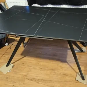 Marble-Effect Slate Extendable Dining Table + 6 Chairs - Image 3