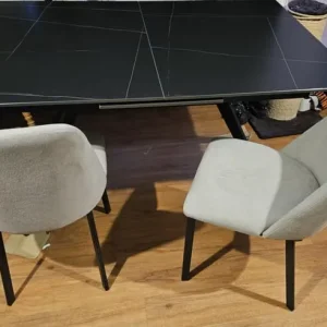 Marble-Effect Slate Extendable Dining Table + 6 Chairs - Image 5