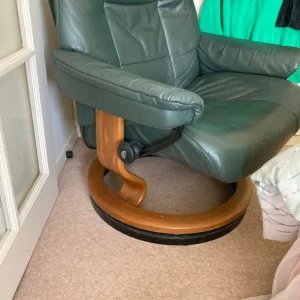 Green leather armchair - Image 3