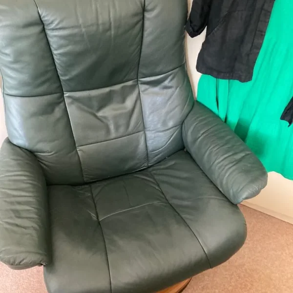 Green leather armchair