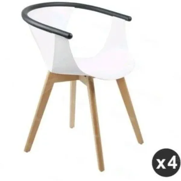 4 Reto White-Black Tub Dining Chairs