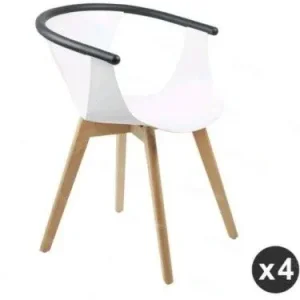 4 Reto White-Black Tub Dining Chairs