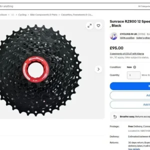 Sunrace RZ800 12 Speed Road Bike Cassette 11-36T Black - Image 5