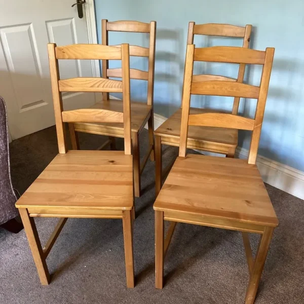 4 Pine Ladder Back Dining Room Chairs D020